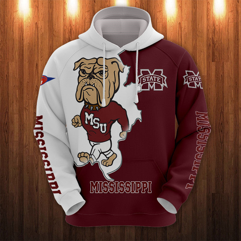 Mississippi State Bulldogs Hoodie With Bully Mascot Print